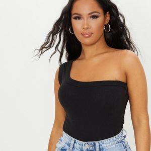 PrettyLittleThing Black One-Shoulder Bodysuit